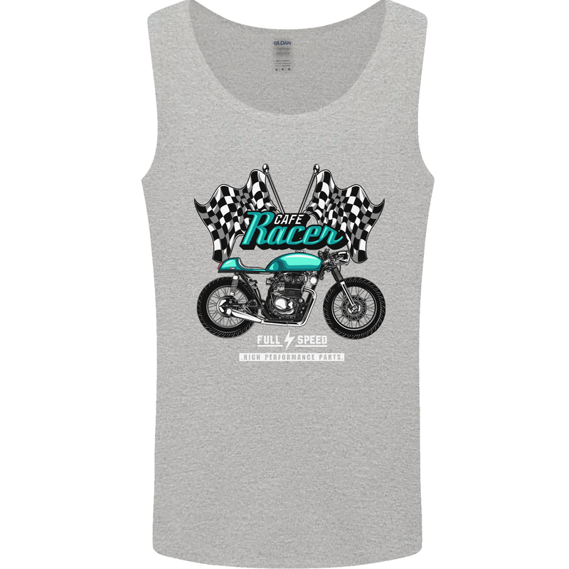 Cafe Racer Full Speed Biker Motorcycle Mens Vest Tank Top Sports Grey