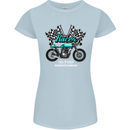 Cafe Racer Full Speed Biker Motorcycle Womens Petite Cut T-Shirt Light Blue