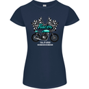 Cafe Racer Full Speed Biker Motorcycle Womens Petite Cut T-Shirt Navy Blue