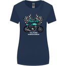 Cafe Racer Full Speed Biker Motorcycle Womens Wider Cut T-Shirt Navy Blue