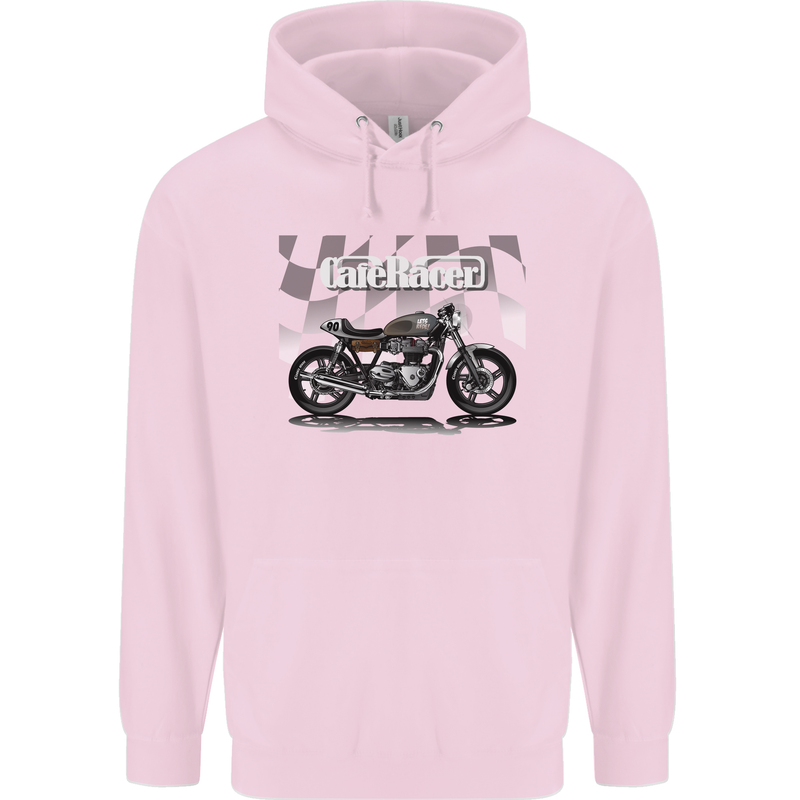Cafe Racer Motorbike Motorcycle Biker Childrens Kids Hoodie Light Pink