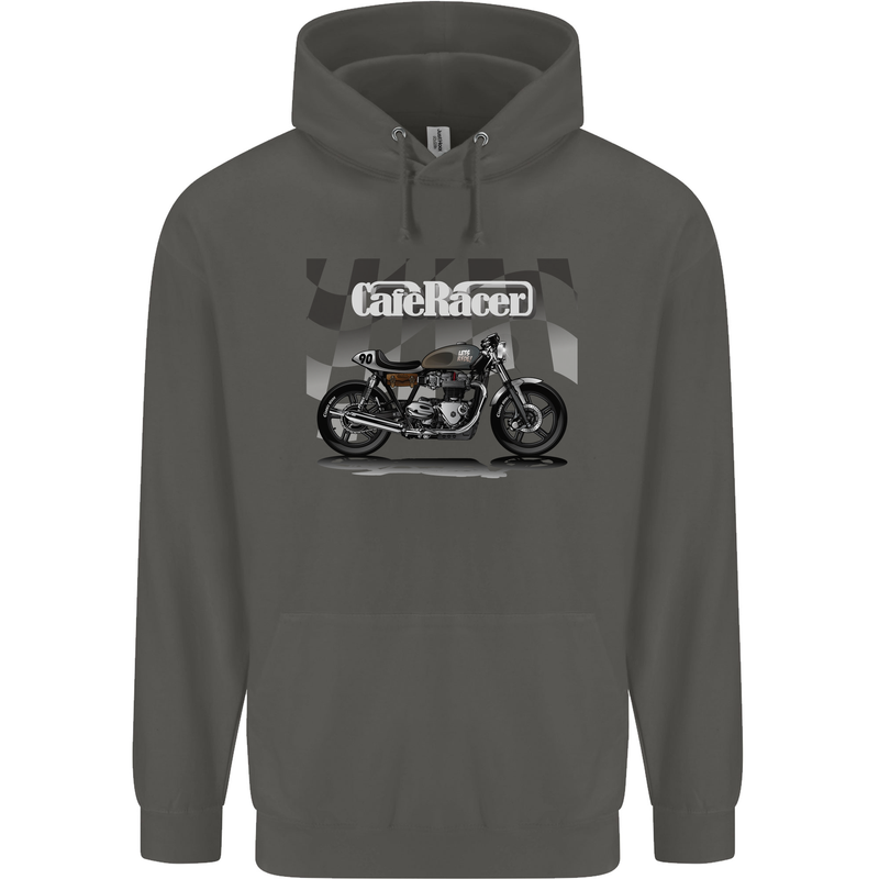 Cafe Racer Motorbike Motorcycle Biker Childrens Kids Hoodie Storm Grey