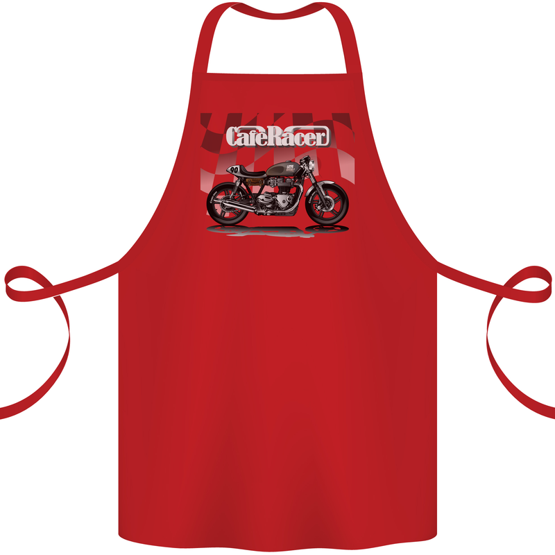 Cafe Racer Motorbike Motorcycle Biker Cotton Apron 100% Organic Red