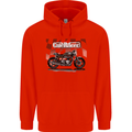 Cafe Racer Motorbike Motorcycle Biker Mens 80% Cotton Hoodie Bright Red