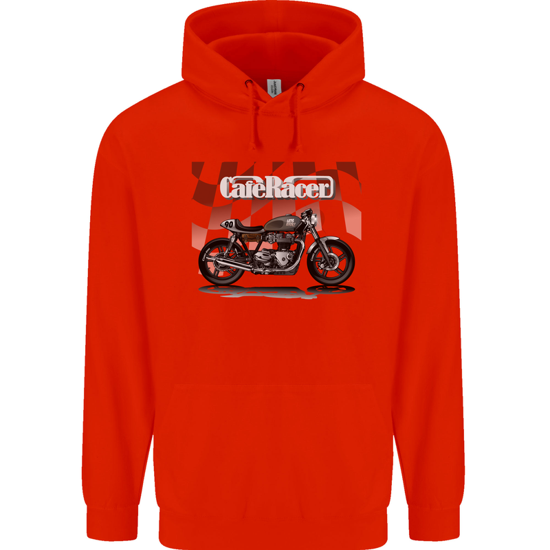 Cafe Racer Motorbike Motorcycle Biker Mens 80% Cotton Hoodie Bright Red