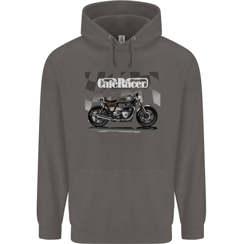 Cafe Racer Motorbike Motorcycle Biker Mens 80% Cotton Hoodie Charcoal