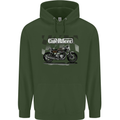 Cafe Racer Motorbike Motorcycle Biker Mens 80% Cotton Hoodie Forest Green