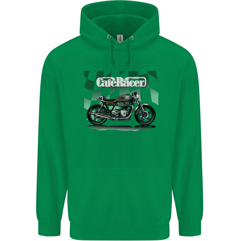 Cafe Racer Motorbike Motorcycle Biker Mens 80% Cotton Hoodie Irish Green