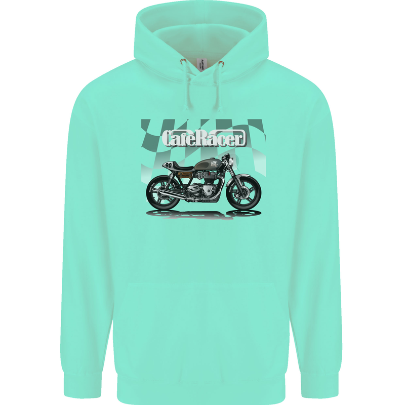 Cafe Racer Motorbike Motorcycle Biker Mens 80% Cotton Hoodie Peppermint