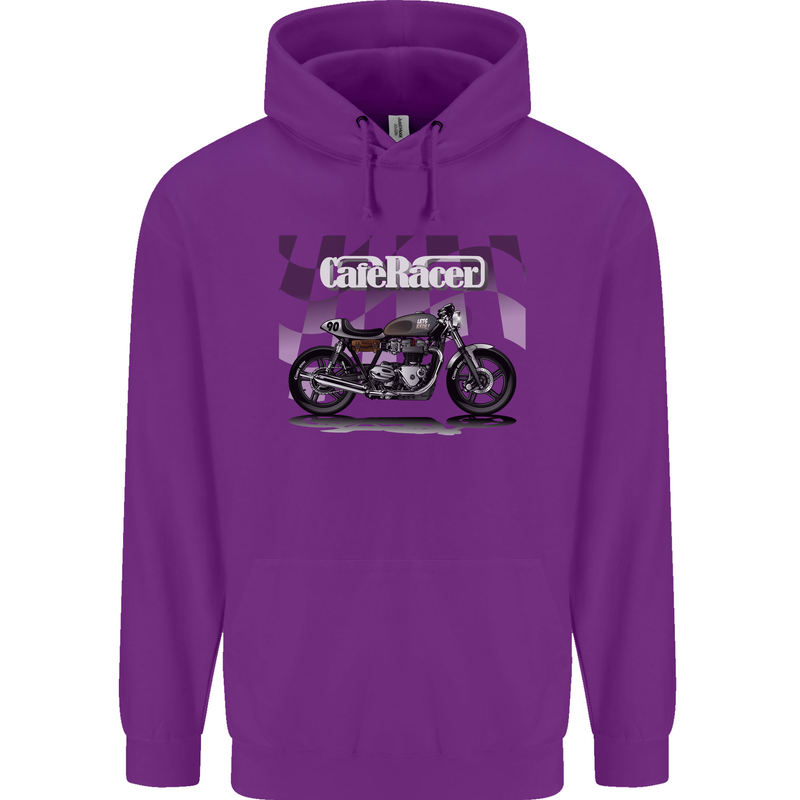 Cafe Racer Motorbike Motorcycle Biker Mens 80% Cotton Hoodie Purple