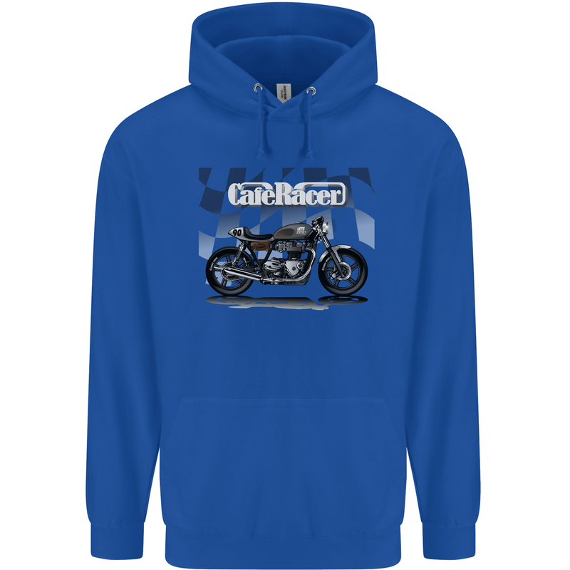 Cafe Racer Motorbike Motorcycle Biker Mens 80% Cotton Hoodie Royal Blue