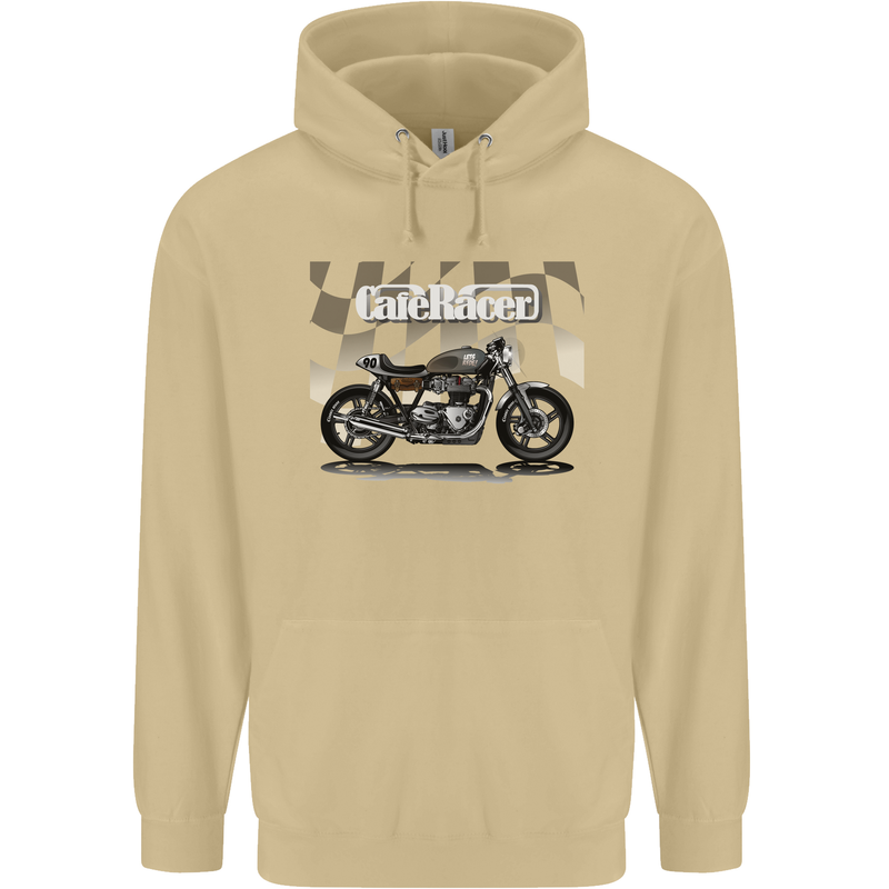 Cafe Racer Motorbike Motorcycle Biker Mens 80% Cotton Hoodie Sand
