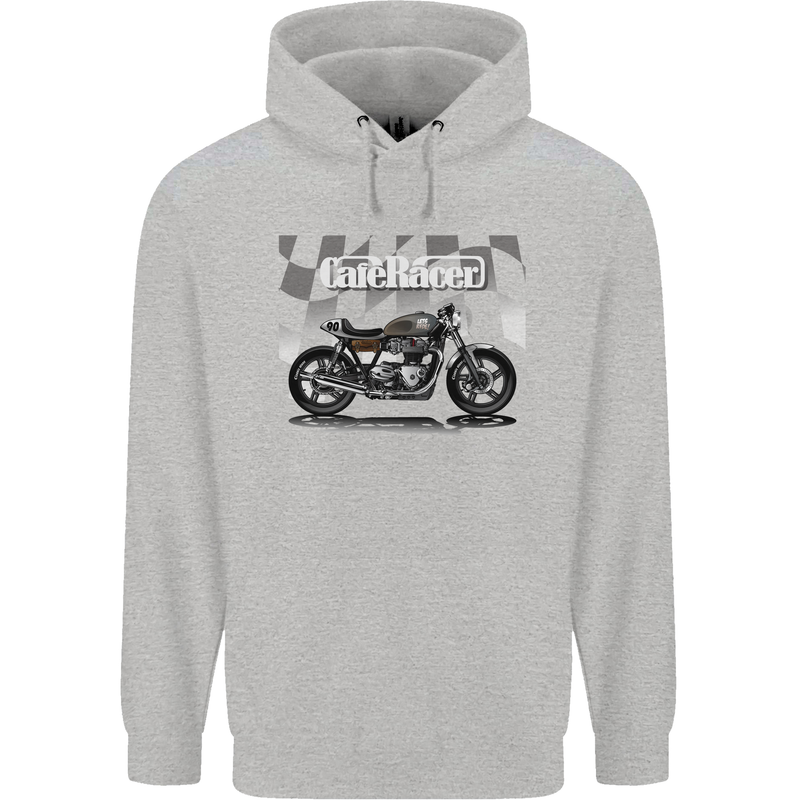 Cafe Racer Motorbike Motorcycle Biker Mens 80% Cotton Hoodie Sports Grey