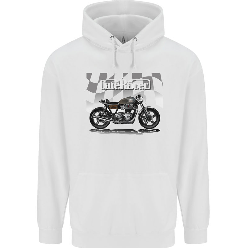 Cafe Racer Motorbike Motorcycle Biker Mens 80% Cotton Hoodie White