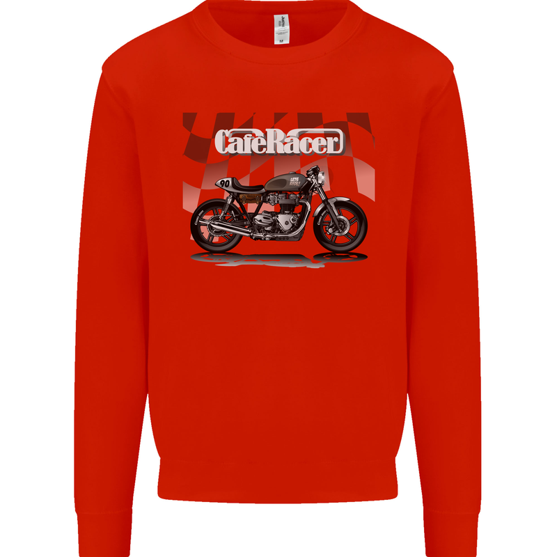 Cafe Racer Motorbike Motorcycle Biker Mens Sweatshirt Jumper Bright Red