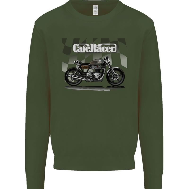 Cafe Racer Motorbike Motorcycle Biker Mens Sweatshirt Jumper Forest Green