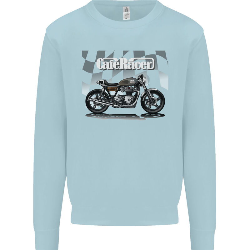 Cafe Racer Motorbike Motorcycle Biker Mens Sweatshirt Jumper Light Blue