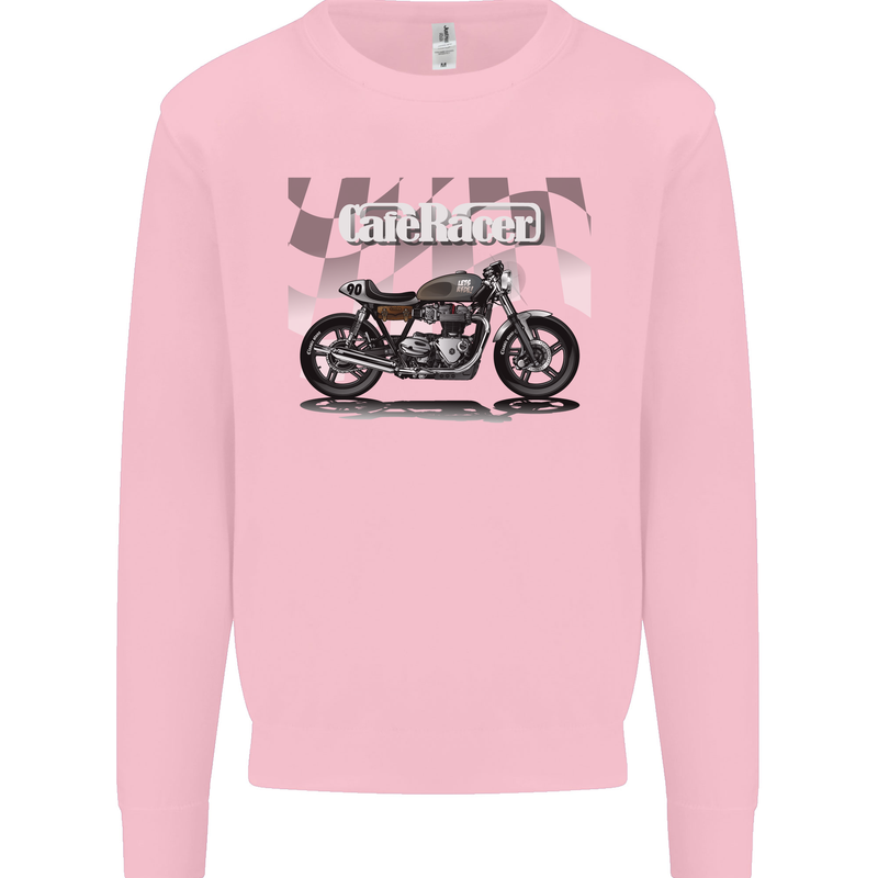 Cafe Racer Motorbike Motorcycle Biker Mens Sweatshirt Jumper Light Pink
