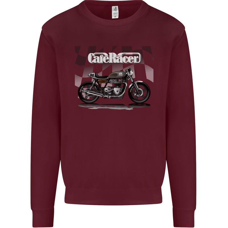 Cafe Racer Motorbike Motorcycle Biker Mens Sweatshirt Jumper Maroon