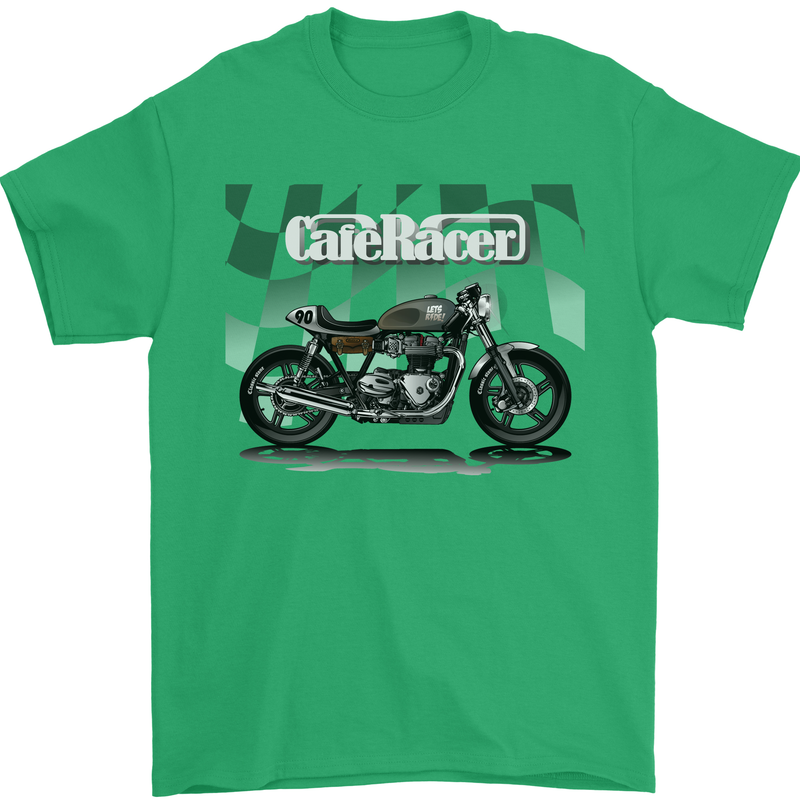 Cafe Racer Motorbike Motorcycle Biker Mens T-Shirt Cotton Gildan Irish Green