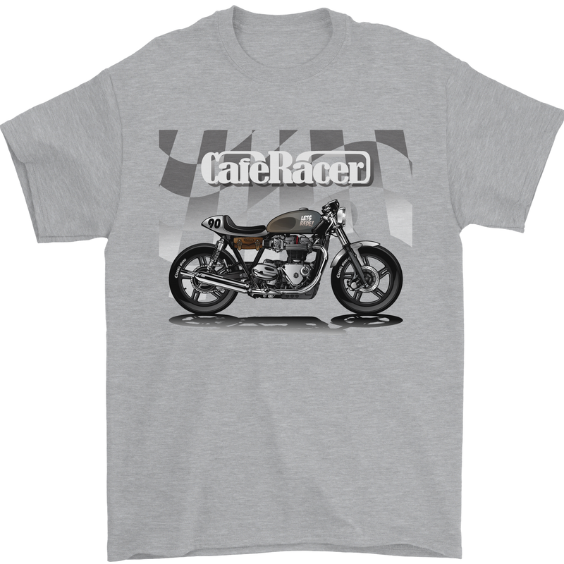 Cafe Racer Motorbike Motorcycle Biker Mens T-Shirt Cotton Gildan Sports Grey