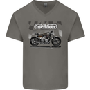 Cafe Racer Motorbike Motorcycle Biker Mens V-Neck Cotton T-Shirt Charcoal