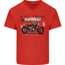 Cafe Racer Motorbike Motorcycle Biker Mens V-Neck Cotton T-Shirt Red