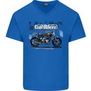 Cafe Racer Motorbike Motorcycle Biker Mens V-Neck Cotton T-Shirt Royal Blue