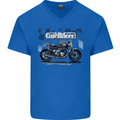 Cafe Racer Motorbike Motorcycle Biker Mens V-Neck Cotton T-Shirt Royal Blue