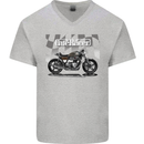 Cafe Racer Motorbike Motorcycle Biker Mens V-Neck Cotton T-Shirt Sports Grey