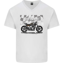 Cafe Racer Motorbike Motorcycle Biker Mens V-Neck Cotton T-Shirt White