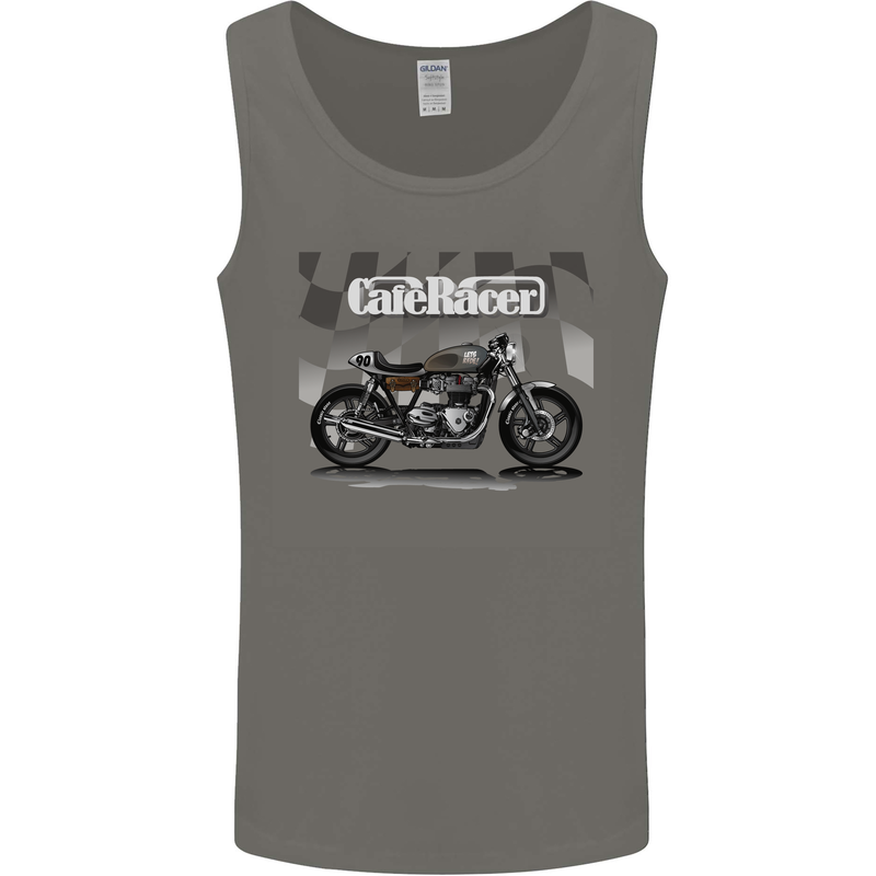 Cafe Racer Motorbike Motorcycle Biker Mens Vest Tank Top Charcoal