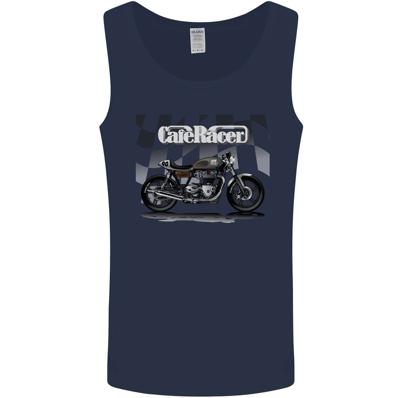 Cafe Racer Motorbike Motorcycle Biker Mens Vest Tank Top Navy Blue