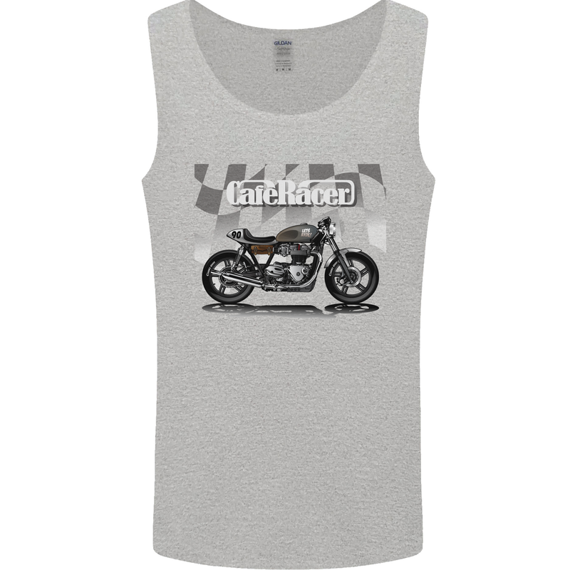 Cafe Racer Motorbike Motorcycle Biker Mens Vest Tank Top Sports Grey