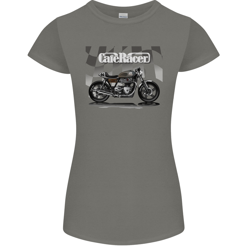 Cafe Racer Motorbike Motorcycle Biker Womens Petite Cut T-Shirt Charcoal