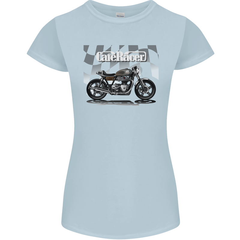 Cafe Racer Motorbike Motorcycle Biker Womens Petite Cut T-Shirt Light Blue