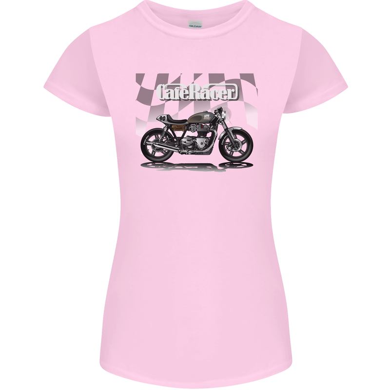 Cafe Racer Motorbike Motorcycle Biker Womens Petite Cut T-Shirt Light Pink