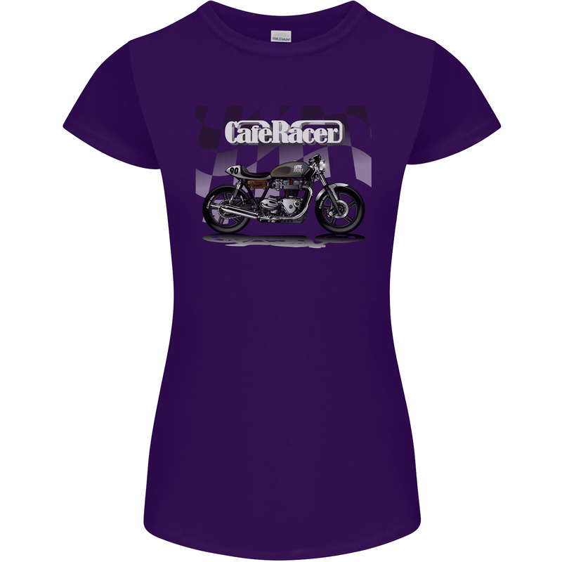 Cafe Racer Motorbike Motorcycle Biker Womens Petite Cut T-Shirt Purple