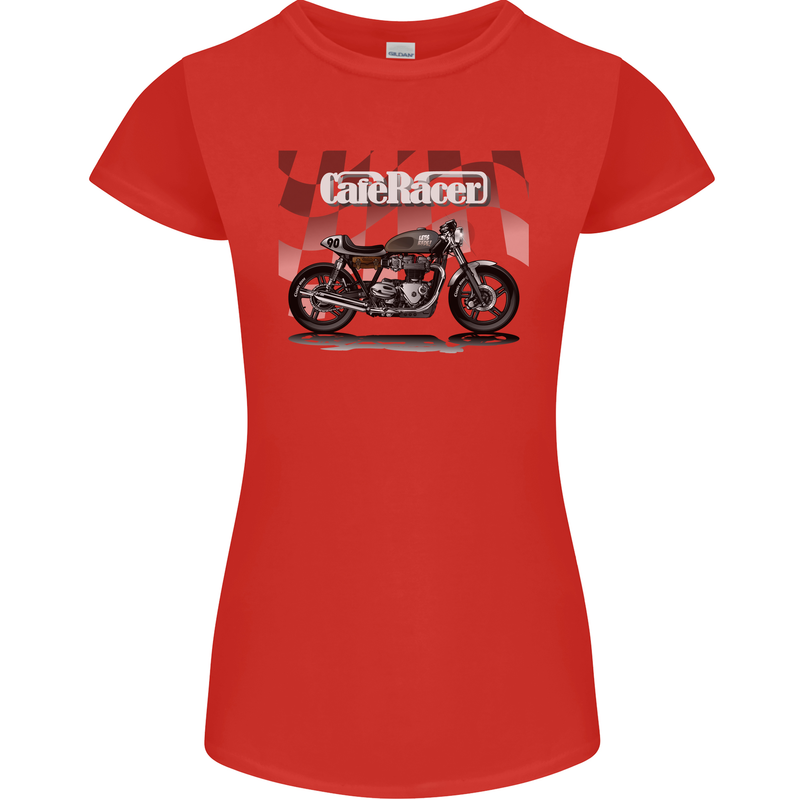 Cafe Racer Motorbike Motorcycle Biker Womens Petite Cut T-Shirt Red