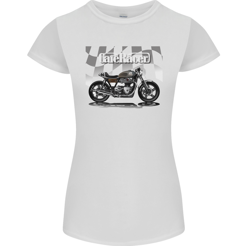 Cafe Racer Motorbike Motorcycle Biker Womens Petite Cut T-Shirt White