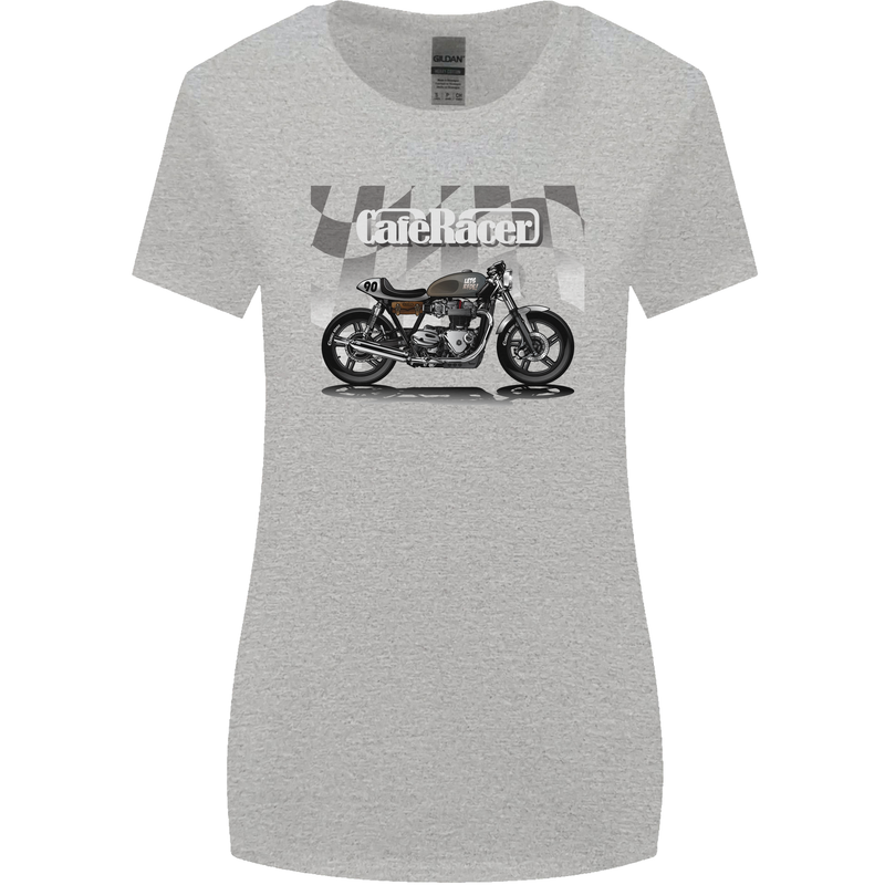 Cafe Racer Motorbike Motorcycle Biker Womens Wider Cut T-Shirt Sports Grey