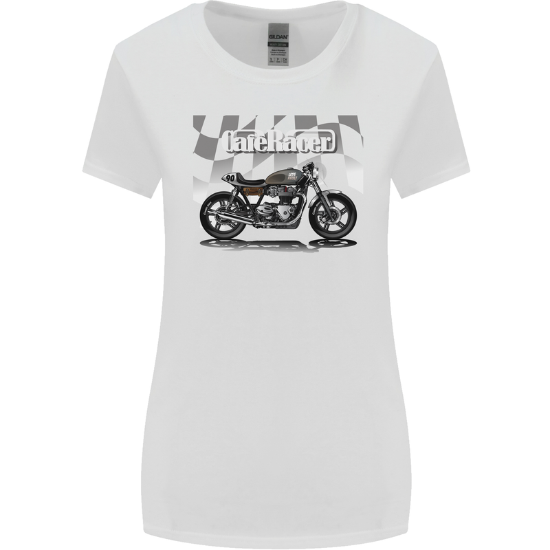 Cafe Racer Motorbike Motorcycle Biker Womens Wider Cut T-Shirt White
