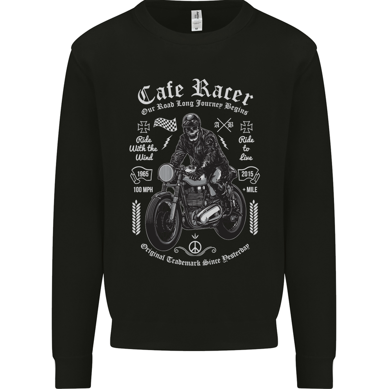 Cafe Racer Motorcycle Motorbike Biker Kids Sweatshirt Jumper Black