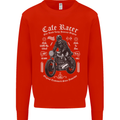 Cafe Racer Motorcycle Motorbike Biker Kids Sweatshirt Jumper Bright Red