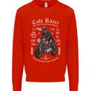Cafe Racer Motorcycle Motorbike Biker Kids Sweatshirt Jumper Bright Red