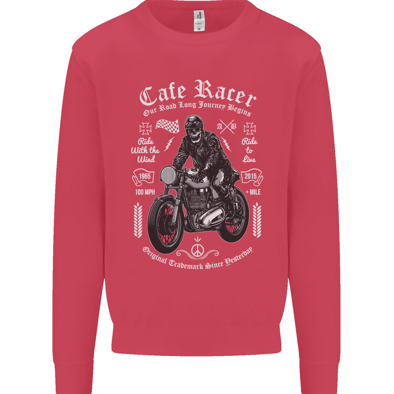 Cafe Racer Motorcycle Motorbike Biker Kids Sweatshirt Jumper Heliconia
