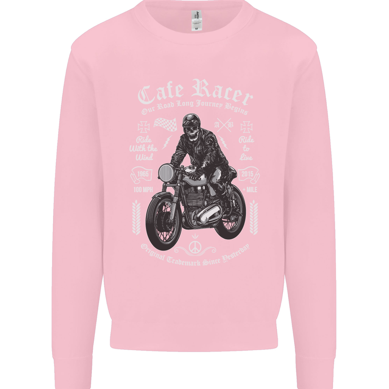 Cafe Racer Motorcycle Motorbike Biker Kids Sweatshirt Jumper Light Pink