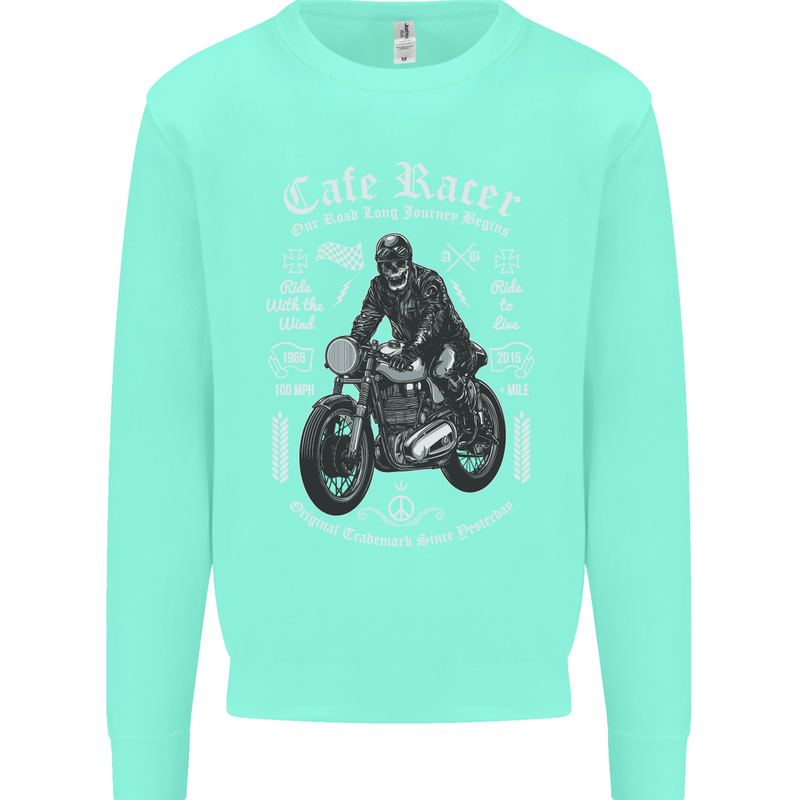 Cafe Racer Motorcycle Motorbike Biker Kids Sweatshirt Jumper Peppermint