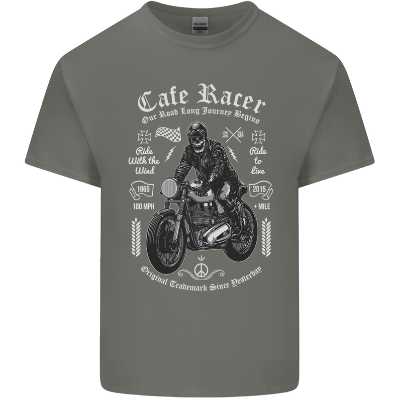 Cafe Racer Motorcycle Motorbike Biker Kids T-Shirt Childrens Charcoal