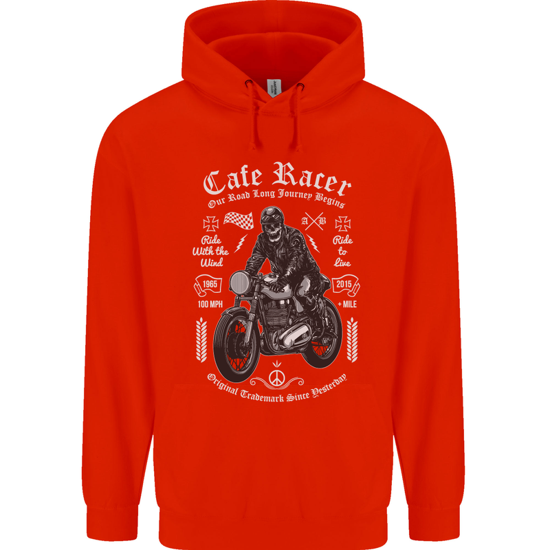 Cafe Racer Motorcycle Motorbike Biker Mens 80% Cotton Hoodie Bright Red